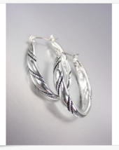 CLASSIC Brighton Bay Silver Cable Filigree Oval Hoop Earrings - £12.78 GBP