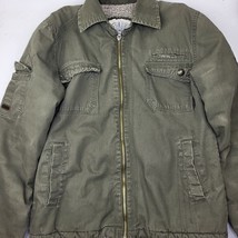 Billabong Womens Green Denim Fleece Linesld Zip Up Jacket Size Medium - £18.15 GBP