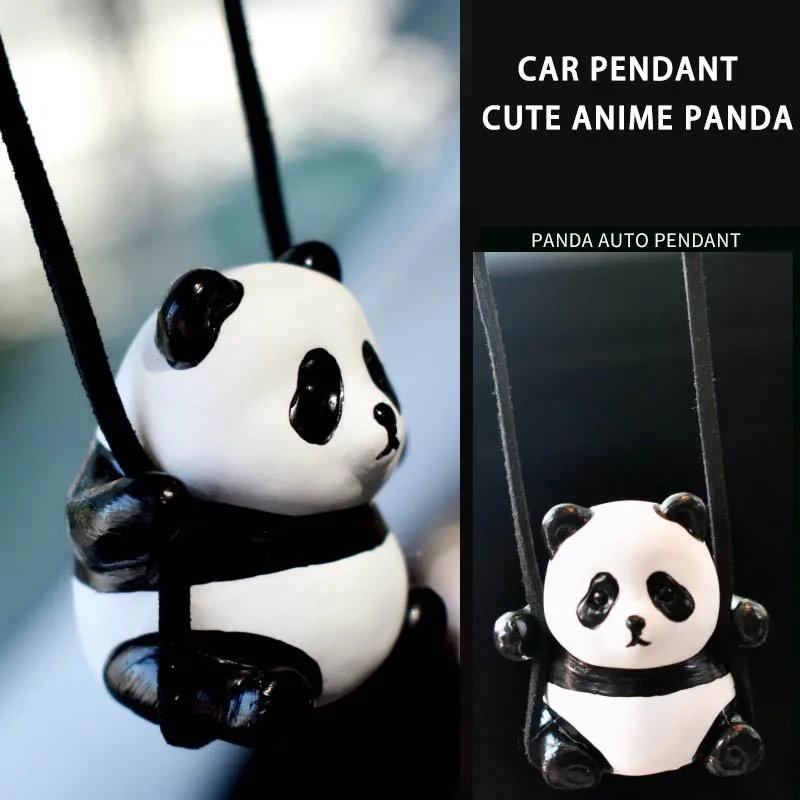 Auto Interior Pendant Cute Anime Panda Car Pendant Auto Rearview Mirror Pendant - £11.53 GBP