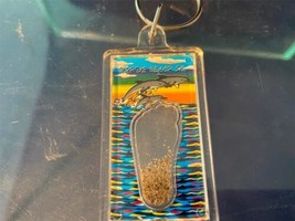 Florida Souvenir Myrtle Beach Dolphins Keychain Bag Clip Real Sand Footp... - £9.63 GBP