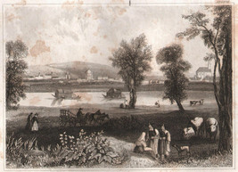 ca 1850 Original Steel Engraving Waitzen Hungary Vác Vedute Danube Magyarország - £28.81 GBP