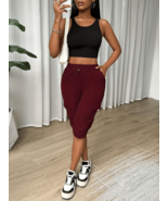 Relaxed Fit Flap Pocket Cargo Pants - High Waist, Cropped, Breathable, C... - $33.98 CAD