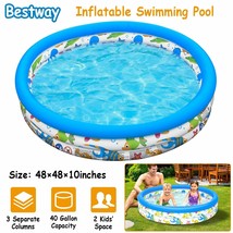 48&quot; Inflatable Kids Swimming Pool Folding Backyard Play Center Above Gro... - £29.43 GBP