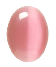 Fiber Optic Cabochon, 40x30mm, Med Pink Cat&#39;s Eye shimmer 30x40mm cab - £4.75 GBP