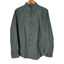 Ralph Lauren Men&#39;s Plaid Shirt Striped Custom Fit Green Pony Long Sleeve Size L - £15.50 GBP