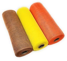 Spring or Fall Sunflower 10&quot; Deco Mesh Poly Ribbon Rolls (Brown, Yellow, Orange) - £25.87 GBP
