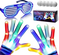 Electro LED Fingers Flashing Gloves Light Up Lighting Glow Xmas Dance Ra... - £10.26 GBP