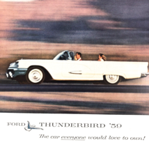 1959 Ford Thunderbird Convertible driving out West print ad Virginia Vac... - $11.12