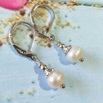 pearl Silver earrings Wedding earrings Boho earrings Single pearl bridal... - $47.88 CAD