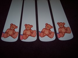 Custom~~~Teddy Bear Ceiling Fan ~Baby Blue Blades~Nursery Room Decor - £94.64 GBP