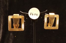 Vintage Gold Tone Buckle Clip On Earrings - $15.99