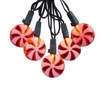 Red Peppermint Candy Christmas Party String Lights Set of 20 LED UL0147 New - $17.76