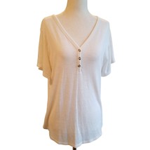 Time And Tru Shirt Top Blouse Size M 8-10 Womens Beige Flutter Sleeve V Neck - £10.90 GBP