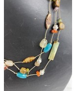 Multicolor Bead And Stone Triple Strand Necklace - $6.29 CAD