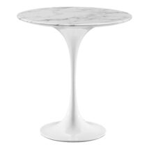 Modway Lippa Round Marble Side Table with White White Finish EEI-5680-WH... - $239.99