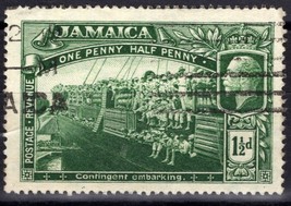 ZAYIX 1919 Jamaica 77 used, 1 1/2d, Wmk 3 Soldiers Embarking Ship WWI 040322S72M - £1.17 GBP