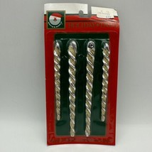 Vintage Kurt S. Adler Santa&#39;s World Icicle Christmas Ornaments Silver With Gold - £7.99 GBP