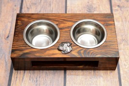 A dog’s bowls with a relief from ARTDOG collection -American Bulldog - £28.03 GBP