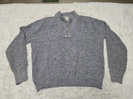 VINTAGE LL Bean Men L Sweater Blue/Gray Long Sleeve Henley Pullover 80s ... - $21.68