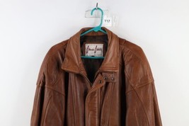 Vtg 90s Streetwear Mens L Distressed Lined Leather Flight Bomber Jacket Brown - £110.13 GBP