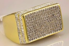 14K Yellow Gold Finish Men&#39;s Round Diamond Engagement Wedding Pinky Ring Band - £118.27 GBP