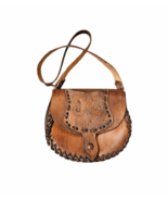 Vintage Leather Handmade Bag 70s - £35.01 GBP