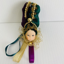 Mardi Gras Lapel Pin Brooch Baby Doll Head With Large Hat Ball New Orleans - $18.81