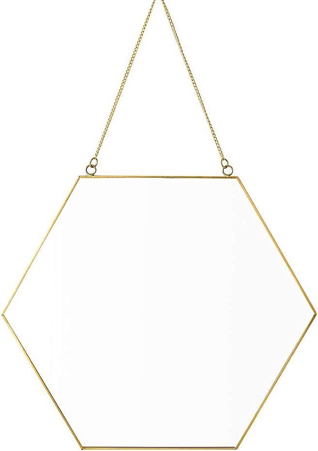 Dahey Gold Hexagon Mirror Wall Decor Small Decorative Mirror Hanging, Gold - £28.70 GBP