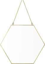 Dahey Gold Hexagon Mirror Wall Decor Small Decorative Mirror Hanging, Gold - £28.20 GBP