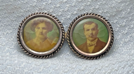 Gold Plated Antique Victorian Double Picture Frame Mourning Brooch Pin - £47.81 GBP
