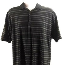 Nike Golf Fit Dry Polo Shirt Mens Large Black Striped Performance 256650-010 - £9.31 GBP