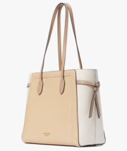 NWB Kate Spade Knott Large Laptop Tote Beige and White Leather K7484 Gift Bag FS - £147.19 GBP