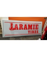 Huge Vintage Laramie Tire Dealer  Gas Station Sign Wall Mounted Lighted NOS - £1,448.05 GBP