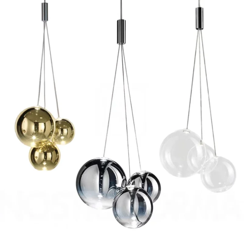 Post Modern Led Glass Chandeliers Ball Pendant Lights Chrome Kitchen Din... - £63.95 GBP+
