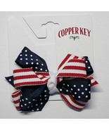 NWT COPPER KEY PATRIOTIC HAIRBOW HAIR CLIP RED WHITE BLUE FOURTH OF JULY... - $3.95