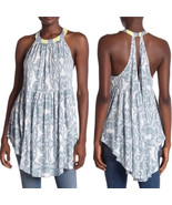 Free People Mimi Linen Blend Boho Flowy Halter Top Paisley Print Size Sm... - $35.56 CAD