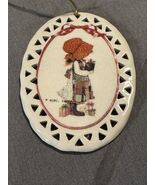 Holly Hobbie Style Ceramic Christmas Ornament TCFC 1997 Lace Edge Girl G... - $160.71 MXN