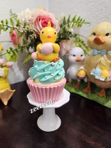 Easter Chick Holiding Egg Faux Cupcake Resin Figurine Tier Tray Decor 5.5&quot; - $18.99