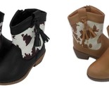 Toddler Girls Cowboy Boots Size 7 8 9 or 10 Cow Print Tan or Black - £23.48 GBP
