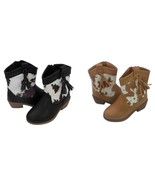 Toddler Girls Cowboy Boots Size 7 8 9 or 10 Cow Print Tan or Black - £23.94 GBP