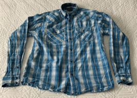 Cody James Mens Small Plaid Long Sleeve Western Pearl Snap Shirt Regular... - $14.89