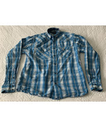 Cody James Mens Small Plaid Long Sleeve Western Pearl Snap Shirt Regular... - $14.89