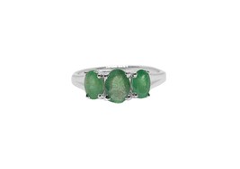 Emerald Engagement Ring 3 Stone Emerald Solitaire Ring Trellis Style Emerald Rin - £43.51 GBP