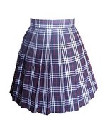 Women`s School Uniform High Waist Pleated Skirts Navy costumes(XL,Blue ) - £18.76 GBP