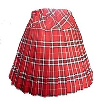 Genetic WoSen`s Double Layer Elasticated Pleated Skirt(S, Red white) - £20.56 GBP