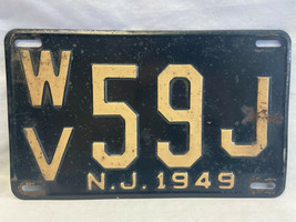 Vtg 1949 New Jersey Vehicle License Plate &quot;WV59J&quot; 11 x 6.5&quot; - £63.35 GBP