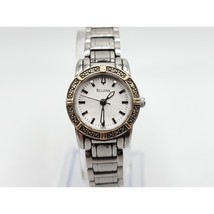 Bulova Ladies White Silver Dial Diamond Bezel Watch. c637518 New Battery 20mm - $85.00