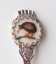 Collector Souvenir Spoon New Zealand Kiwi Bird Petit Point Cross Stitch Emblem - £8.01 GBP
