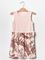 New Gap Kids Girls Pastel Pink Tropical Palm Print Knotted Cotton Tank D... - $19.99