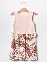 New Gap Kids Girls Pastel Pink Tropical Palm Print Knotted Cotton Tank D... - £16.01 GBP